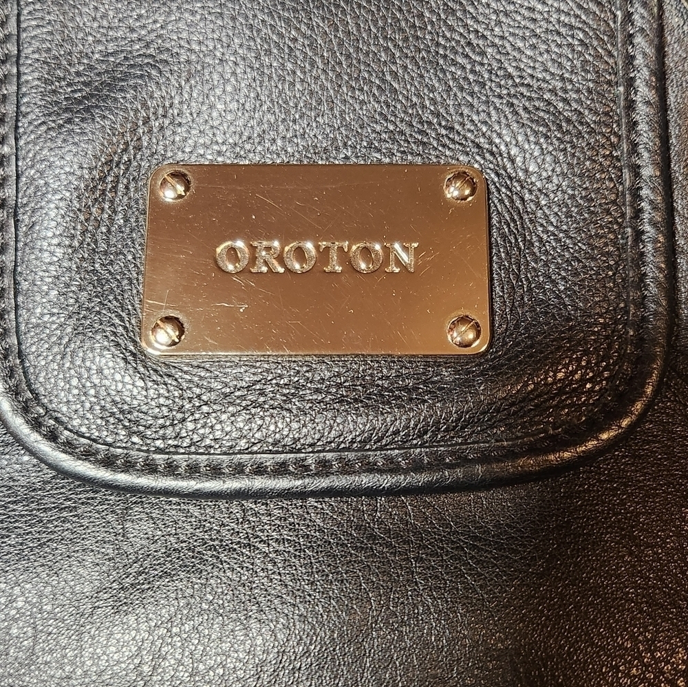 Oroton Black Large Pebbled Leather HandBag Travel Office - Picture 11 of 11